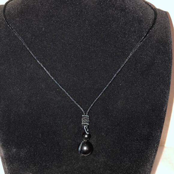 PU Leather Adjustable Cord with Ball Necklace - Picture 1 of 4